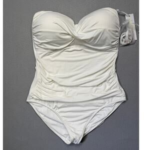 Anne Cole Twist-Front Ruched One-Piece Swimsuit white 16 $88